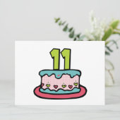 11-jähriger Geburtstagskuchen Karte (Stehend Vorderseite)