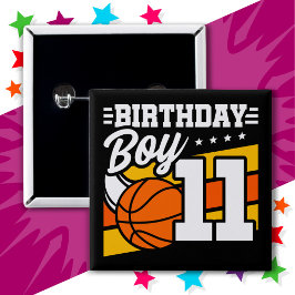 11-jähriges Basketball-Party 11. Geburtstagskind Button