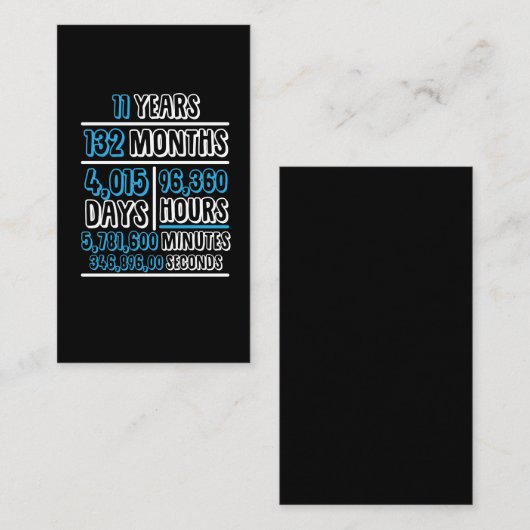 11 Jubiläum Berechnung Geburtstag Visitenkarte (Vorne/Hinten)