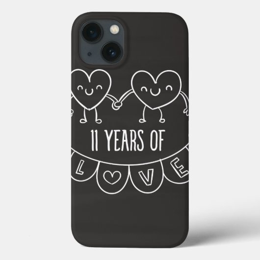 11. Jubiläum Geschenk Chalk Herzen Case-Mate iPhone Hülle (Rückseite)