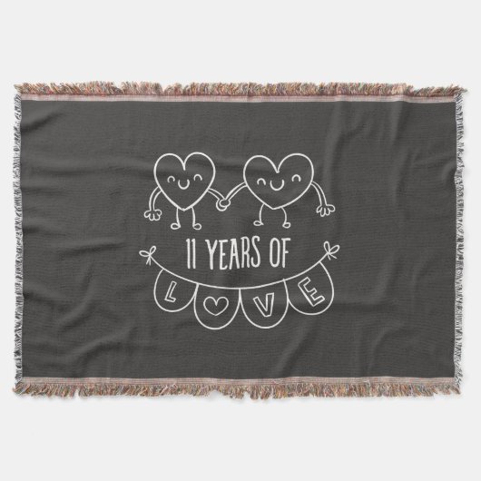 11. Jubiläum Geschenk Chalk Herzen Decke (Vorderseite)