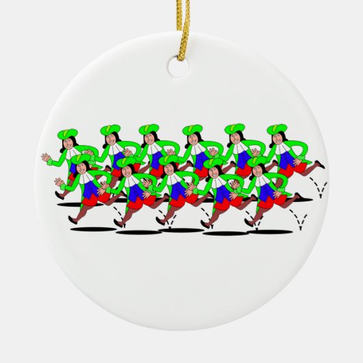 11 Lords Leaping Keramik Ornament (Vorne)