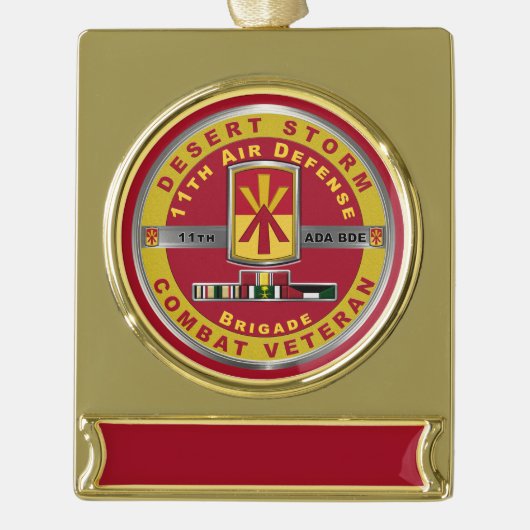 11. Luftverteidigungsbrigade Wüste Sturm Veteran Banner-Ornament Gold (Vorderseite)