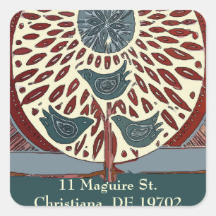 11 Maguire Abstrakt Blue Birds Quadratischer Aufkleber