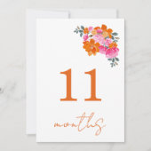 11 Monate Alte Pink & Orange Baby Milestone Card Einladung (Vorderseite)