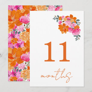 11 Monate alte rosa und orange Baby-Meilenstein-Ka Einladung