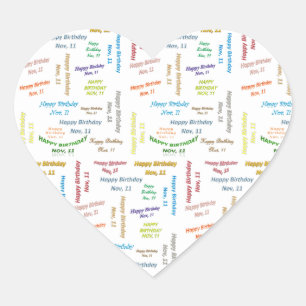 11. November Herz-Aufkleber