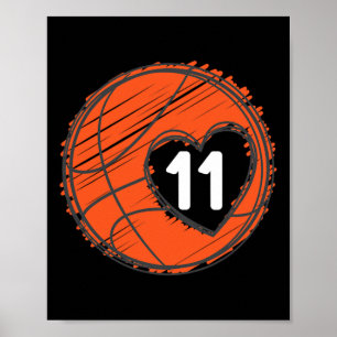 #11 Number 11 in Heart - Basketball Player Niedlic Poster