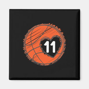 #11 Number 11 In Heart - Bysketbyll Player Niedlic Magnet