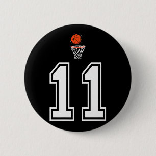 11 Nummern Basketball Stil Vintag Weiß Premium Button