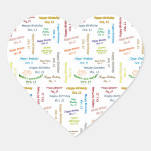 11. Oktober Herz-Aufkleber