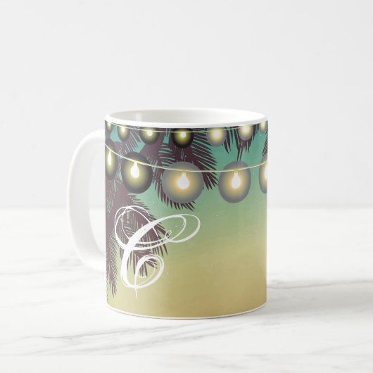 11 Oz. Coffee Tasse Beach Sunset Palm Tree String (Vorderseite Links)