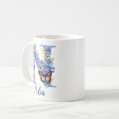 11 oz Floral Blue Mit Monogramm Coffee Tasse (Vorderseite Links)