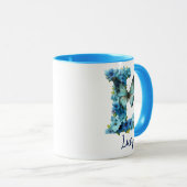 11 oz Floral Blue Mit Monogramm Coffee Tasse (VorderseiteRechts)