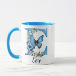 11 oz Floral Blue Mit Monogramm Coffee Tasse