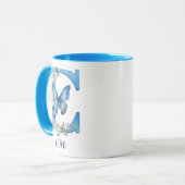 11 oz Floral Blue Mit Monogramm Coffee Tasse (Vorderseite Links)