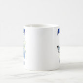 11 oz Florale blaue monogrammierte Kaffeetasse (Mittel)