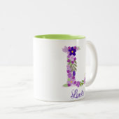 11 oz Lavender Lila Mit Monogramm Kaffee Tasse (VorderseiteRechts)