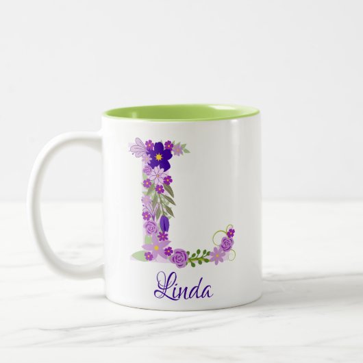 11 oz Lavender Lila Mit Monogramm Kaffee Tasse (Links)