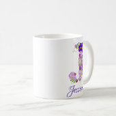 11 oz Lavender Lila Mit Monogramm Kaffee Tasse (VorderseiteRechts)