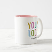 11 oz Pink Inner Kaffee Tasse mit Firmenlogo (VorderseiteRechts)