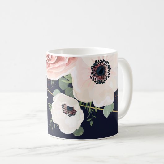 11 Oz. Tasse Geometric Garden Rose Navy Blue (VorderseiteRechts)