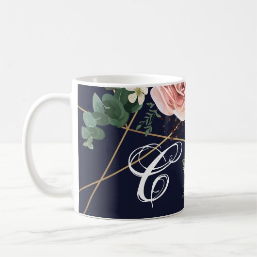 11 Oz. Tasse Geometric Garden Rose Navy Blue (Links)