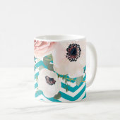 11 Oz. Tasse geometrische Rose Zickzack Aquamarin (VorderseiteRechts)