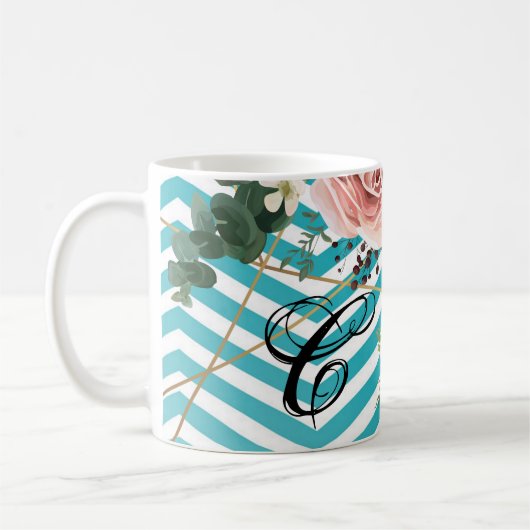 11 Oz. Tasse geometrische Rose Zickzack Aquamarin (Links)