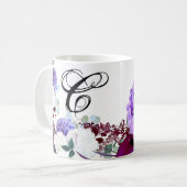 11 Oz. Tasse Lavendel Hibiskus auf Weiß (Vorderseite Links)