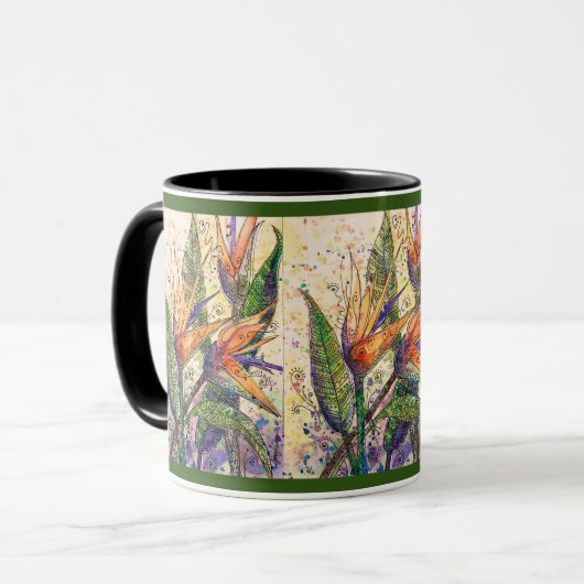 11 oz Tasse—Paradiesvögel Tasse (Vorderseite Links)