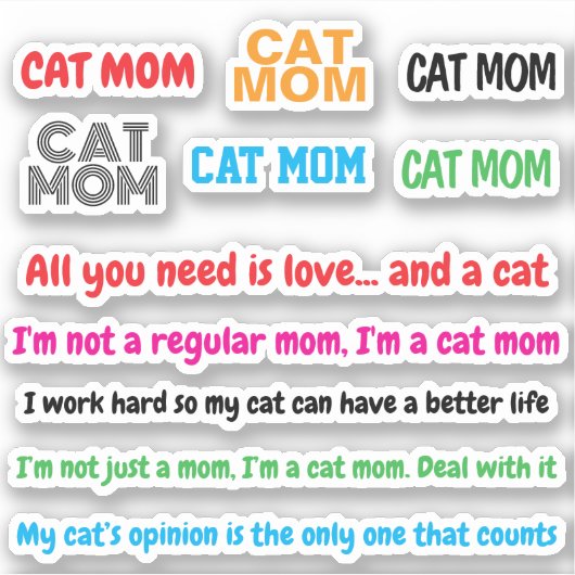 11 PCS Niedliche Mutterzitate | Funny Cat Mama Sti Aufkleber (Vorderseite)