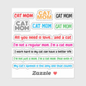 11 PCS Niedliche Mutterzitate | Funny Cat Mama Sti Aufkleber (Blatt)