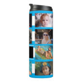 11 photo collage initials blue white thermosbecher (Nach rechts gedreht)