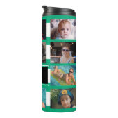 11 photo collage initials green white thermosbecher (Nach rechts gedreht)