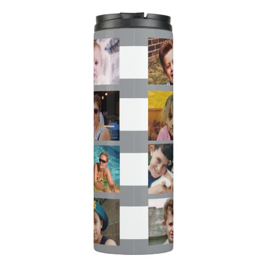 11 photo collage initials grey white thermosbecher (Rückseite)