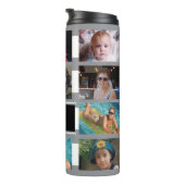 11 photo collage initials grey white thermosbecher (Nach rechts gedreht)