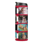 11 photo collage initials red white thermosbecher (Nach rechts gedreht)