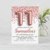 11. Rose Gold Geburtstag Einladung (Stehend Vorderseite)