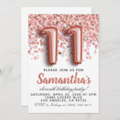 11. Rose Gold Geburtstag Einladung (Vorne/Hinten)