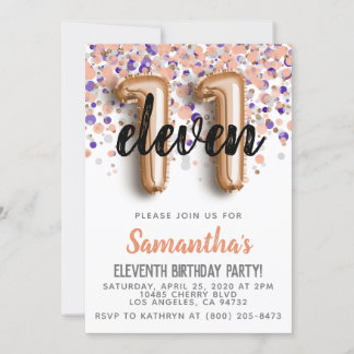 11. Rose Goldener Geburtstag Einladung