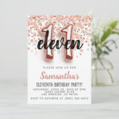 11. Rose Goldener Geburtstag Einladung (Stehend Vorderseite)