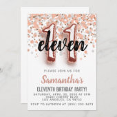 11. Rose Goldener Geburtstag Einladung (Vorne/Hinten)