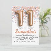 11. Rose Goldener Geburtstag Einladung (Stehend Vorderseite)