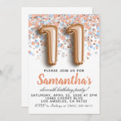 11. Rose Goldener Geburtstag Einladung (Vorne/Hinten)