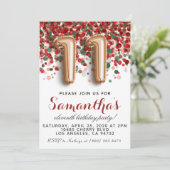 11. Rose Goldener Geburtstag Einladung (Stehend Vorderseite)