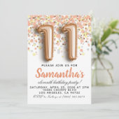 11. Rose Goldener Geburtstag Einladung (Stehend Vorderseite)