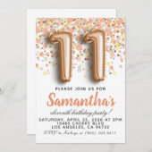 11. Rose Goldener Geburtstag Einladung (Vorne/Hinten)