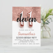 11. Rose Goldener Geburtstag Einladung (Stehend Vorderseite)