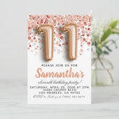 11. Rose Goldener Geburtstag Einladung (Stehend Vorderseite)